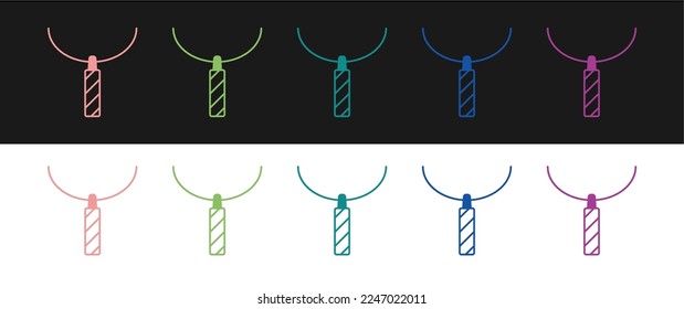 Set Pendant on necklace icon isolated on black and white background.  Vector
