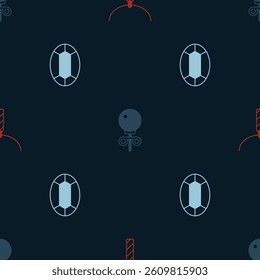 Set Pendant on necklace, Stud earrings and Gem stone on seamless pattern. Vector