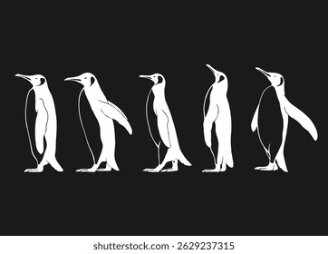 Set of penguin. Hand drawn vector illustration.