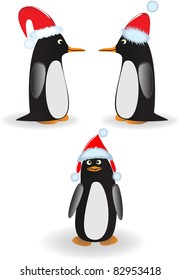 Set Penguin with Red Santa Hat