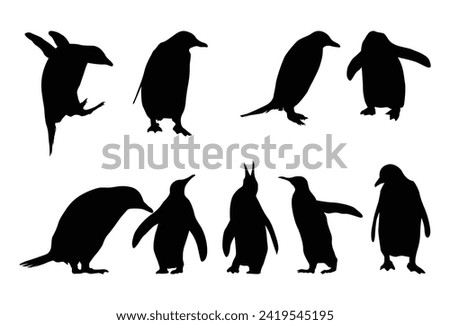 Set of Penguin silhouette icon logo template vector illustration design