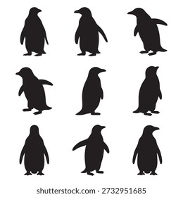 Set of Penguin silhouettes design