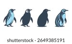 Set of penguin vector illustrations on white background, icon illustration design graphic flat vector illustration