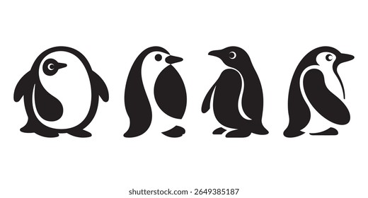 Conjunto de ilustrações de vetor de pinguim sobre fundo branco, ilustração ícone design gráfico vetor plano ilustração