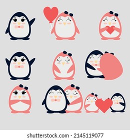 set of penguins. Vector illustration