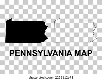 Set of Pennsylvania map, united states of america. Flat concept symbol vector illustration .