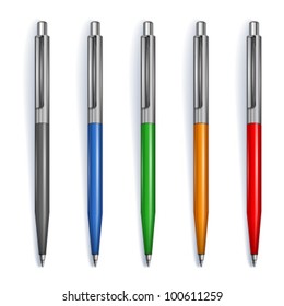 Set of pens in different colors