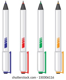 Set of pens of different colors 