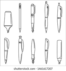 Set pens isolated on white. vector illustration.