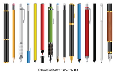 Set of pens, pencils and markers vector illustration