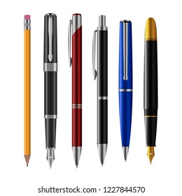 Set Pens Vector Design Illustration Isolated Stock Vector (Royalty Free ...