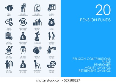 Set of pension funds icons