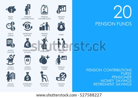 Set of pension funds icons