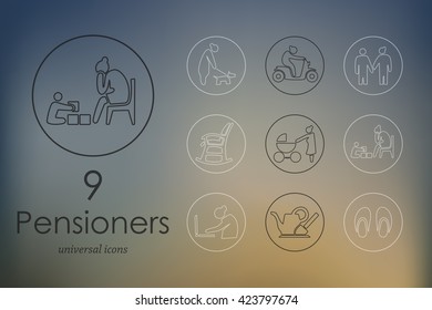 Set of pensioners icons