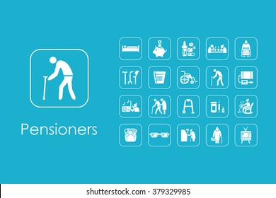 Conjunto de iconos simples de pensionistas
