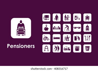 Set of pensioners simple icons