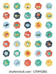 Set Of Pentagon Pastel Icons