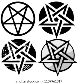 set, pentagram , grunge vintage design t shirts