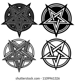 set, pentagram , grunge vintage design t shirts