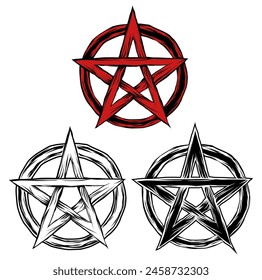 Set pentagram icon sign. Spiritual and mystical symbol design vector illustration