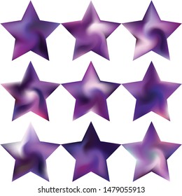 Set of pentagram modern backgrounds. Trendy soft color theme. Surreal style of 90th, 80th. Violet fluid colorful gradient shapes for your mobile app and screens.
