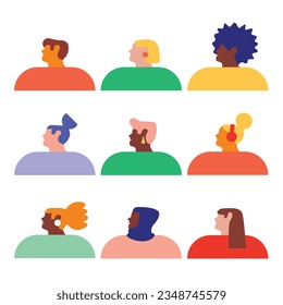Set of people, 2D flat set of avatar
