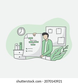 Set of people analyzing personal or corporate budget isolated on white background. Concept of finance accounting and calculation of financial income and expenses. flat illustration style