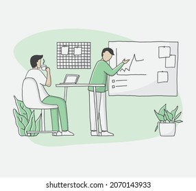 Set of people analyzing personal or corporate budget isolated on white background. Concept of finance accounting and calculation of financial income and expenses. flat illustration style