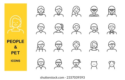 Set of people and animals icon 