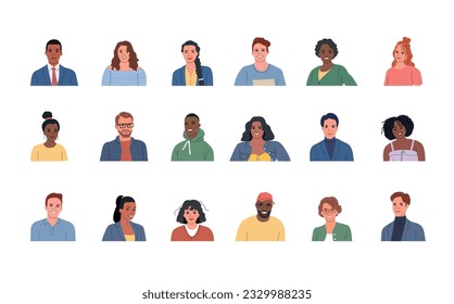 Set of people avatar collection. Vector cartoon flat style illustration