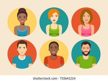 Set of people avatar collection. Vector flat illustration