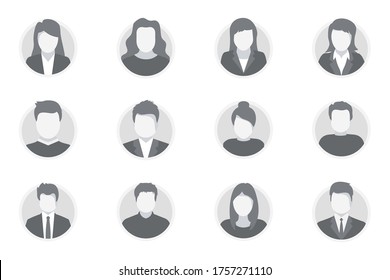  Set of People avatar faces. Avatar Profile Man and Woman. Different human face icons for video game, Internet forum, account. User picture, face icons, picture to represent online user in social net