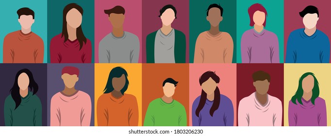 Set von Menschen avatar flach Design.Sammlung von Avataren verwandt auf verschiedene Arten von Menschen Gesicht.
