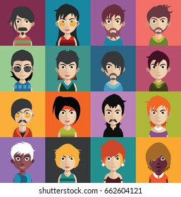 Set of people avatars with faces