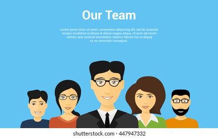 set of people avatars, flat style concept of business or developer team