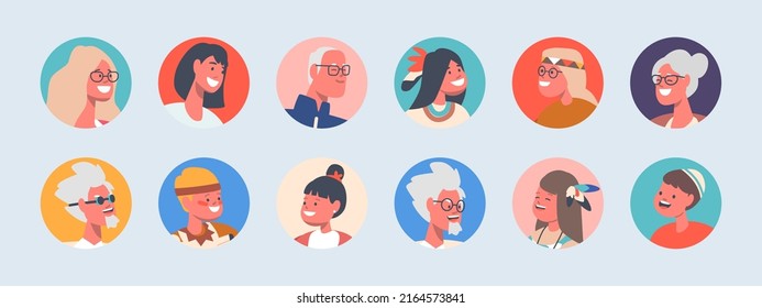 Set People Avatars Isolated Round Icons Stock Vector Royalty Free 2164573841 Shutterstock