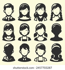 Set of people avatars for profile page, social network, social media. Avator collection with different age man and woman characters, profession. Vector,