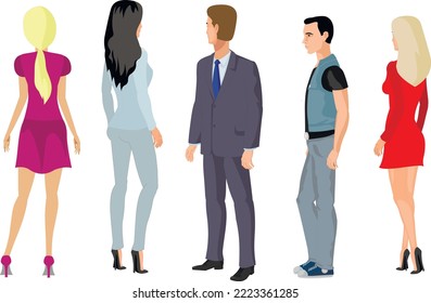 Set, Leute dahinter, flache Illustration