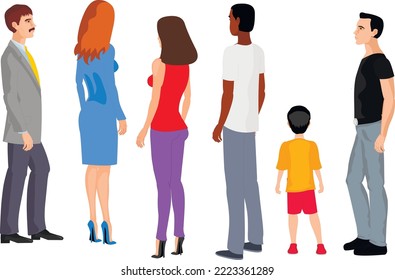 set, people behind , flat illustration