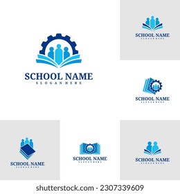 Set of People Book logo template, Creative People logo design vector, Book logo concepts
