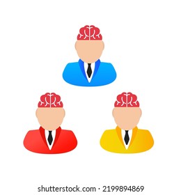 Set of people with brain. Vector illustration