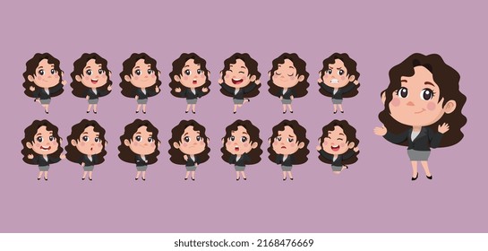 Set people business women with different poses characters