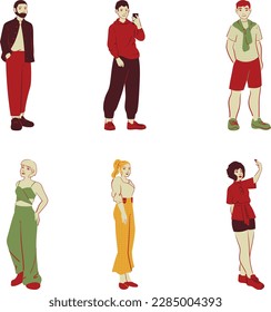 Grupo de personas con ropa informal. Ilustración vectorial en estilo plano.