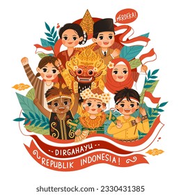 Pueblo celebra el día de la independencia de indonesia hari kemerdekaan indonesia