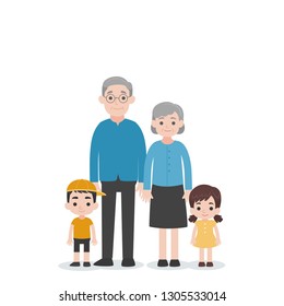 Set Of People Character Family Concept,grandchild, Nephew, Niece Grand Mother, Grand Father, Cartoon Character Flat Design Vector On White Background.