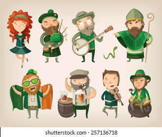 Set Of People And Characters You Can Find In An Irish Pub At Saint Patrick's Day.