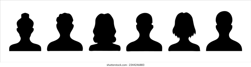 Set of People. Collection web icons people. Silhouettes business people, teamwork, team, group, black color. Vector illustration.