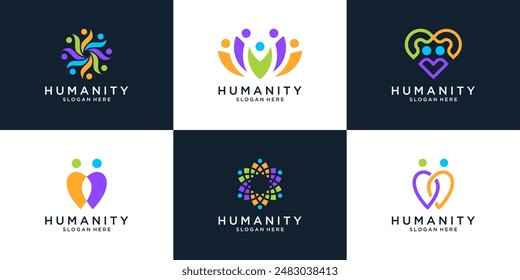 Set of people community human unity logo design template.