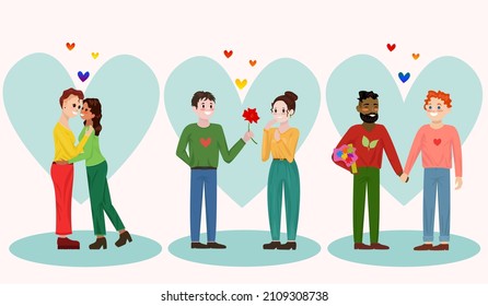 set people couples in love lgbt Valentine's Day