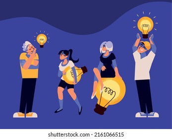 set people creativity and light bulb